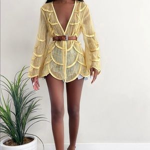 Vintage Yellow Beaded Jacket